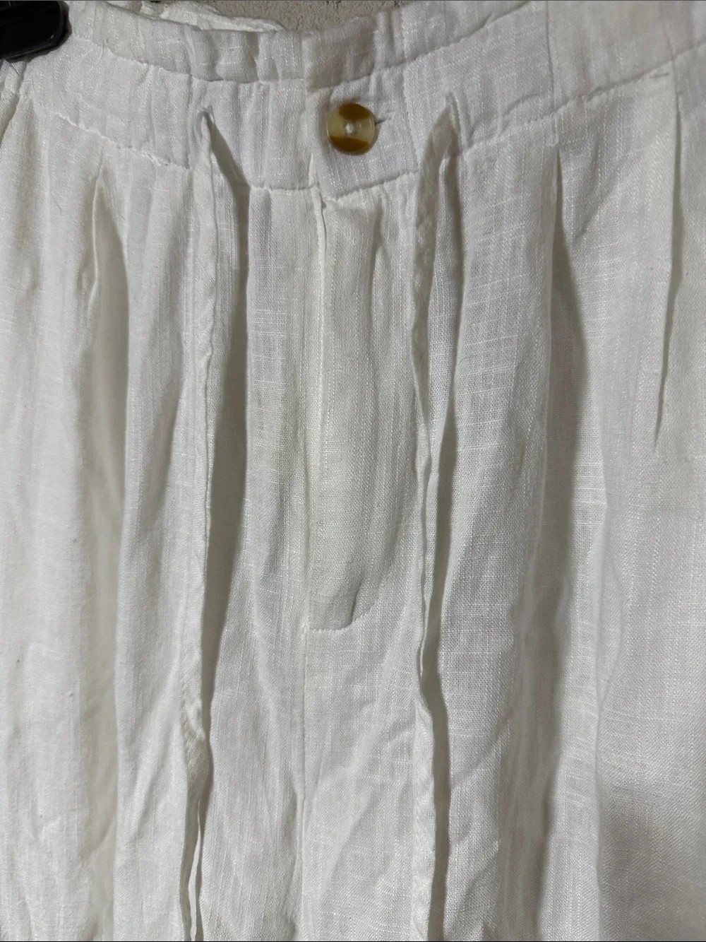 Men's White Linen Drawstring Pants